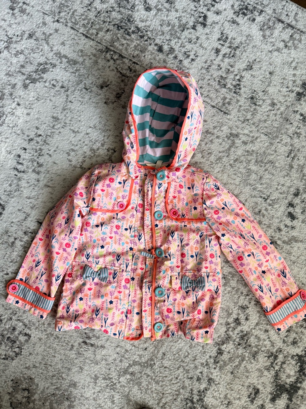 Matilda Jane - Girls' Pink Floral Raincoat Hooded Jacket sz 6